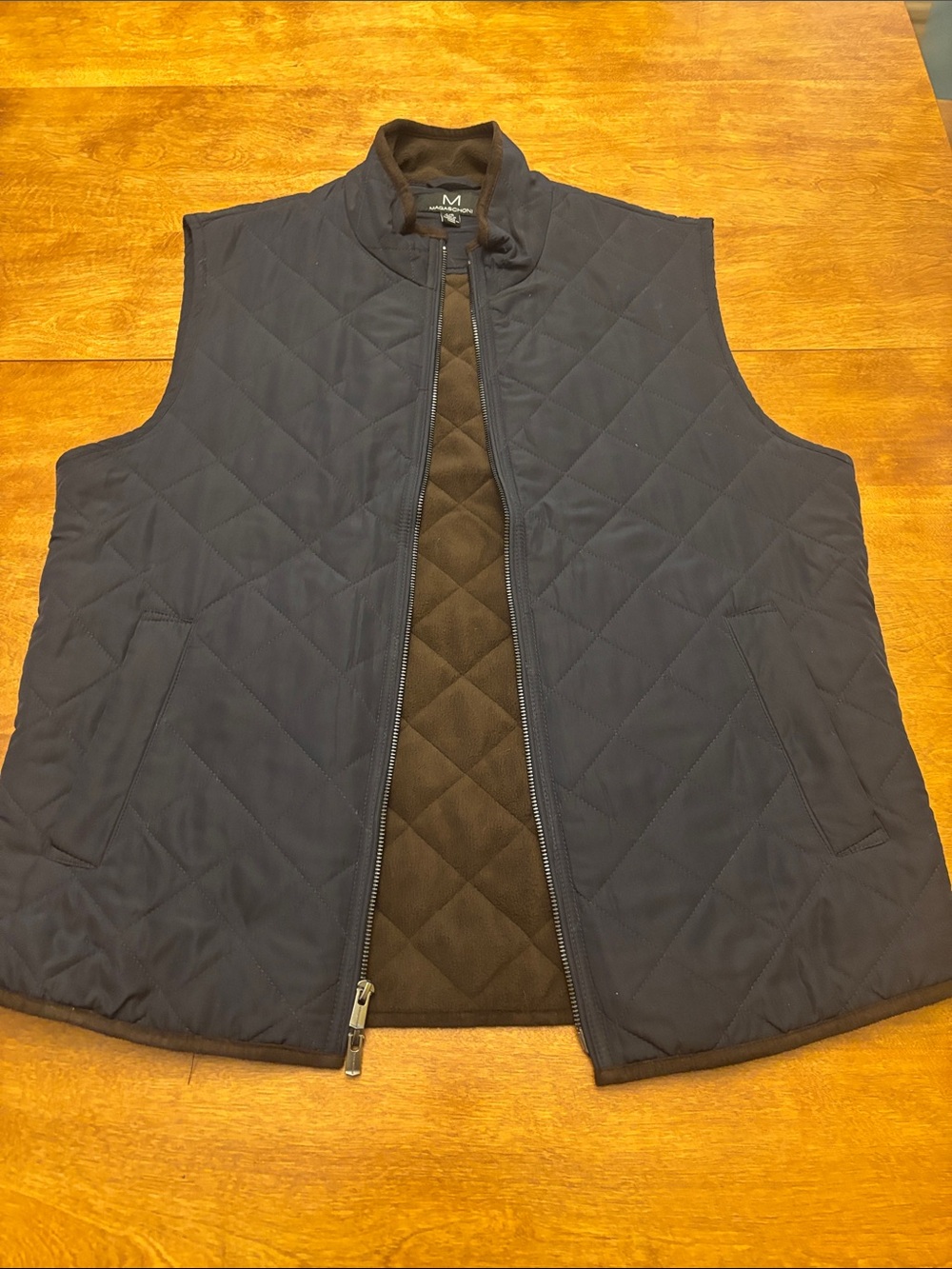 Men’s large puffer vest blue/brown by Magaschoni
